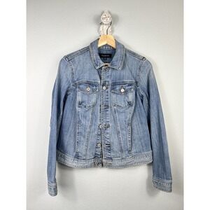 Talbots Denim Jean Crop Jacket Women's S Button Front Blue‎